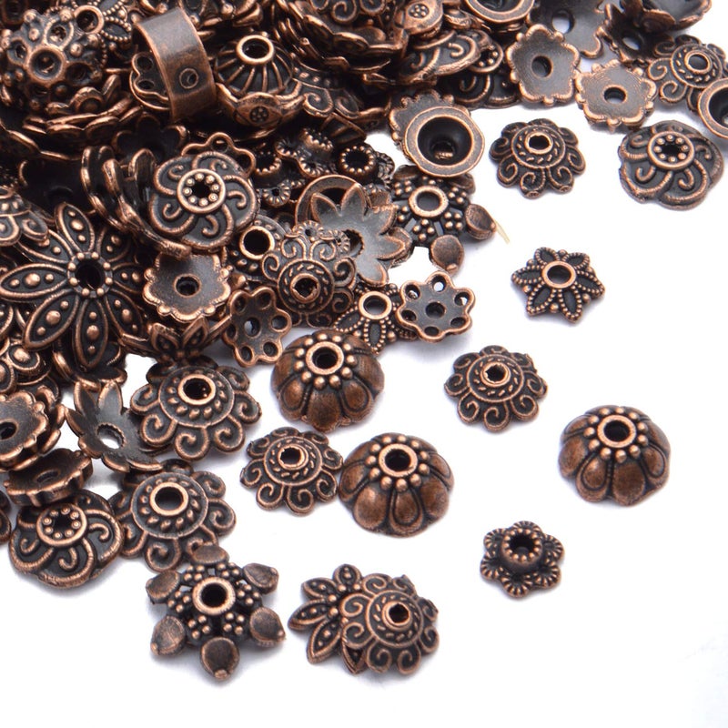 BronaGrand 100 Gram(About 180-350pcs) Bead Caps Metal Spacers Jewelry Findings Accessories for Bracelet Necklace Jewelry Making,Antique Copper - Image 4